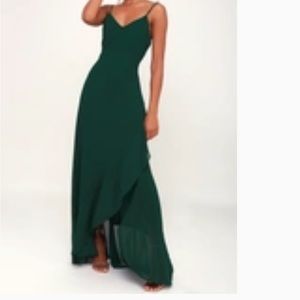 Lulus forest green tie up back long gown